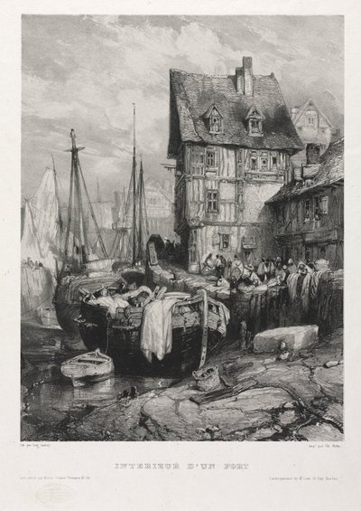 Sechs Marines: Innenansicht eines Hafens, 1833 von Eugene Isabey