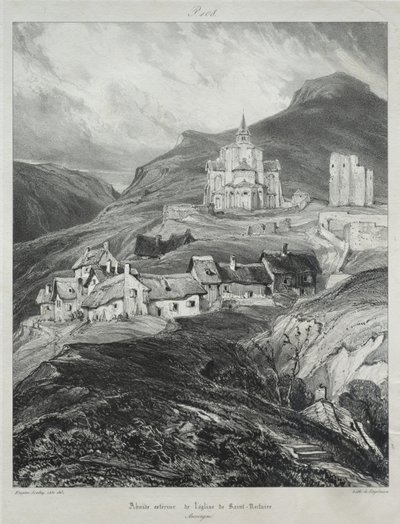 Malerische und romantische Reisen im alten Frankreich, Auvergne: Apsis der Kirche von Saint Nectaire von Eugene Isabey
