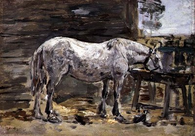 Ein Pferd trinkt, ca. 1885-90 von Eugene Louis Boudin