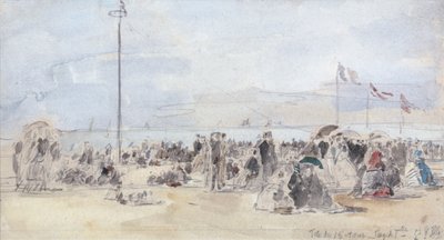 Menschen am Strand, Trouville, 1866 von Eugene Louis Boudin