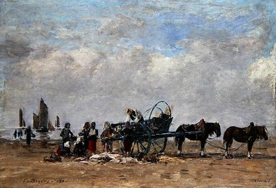 Der Fischwagen, Berck, ca. 1880 von Eugene Louis Boudin