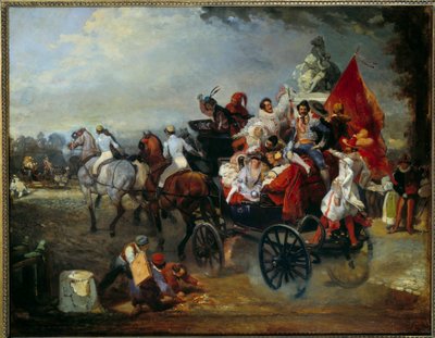 Karnevalsszene in Paris, Place de la Concorde, 1834 von Eugene Louis Lami