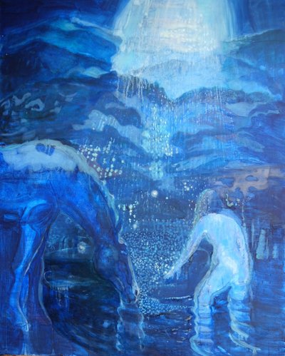 Mondnacht-Schwimmen, 2020 von Eugenie Vronskaya