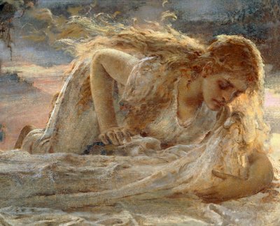 Die Magdalena küsst Christi Füße, als er vom Kreuz genommen wird (Detail) von Eugenio Prati