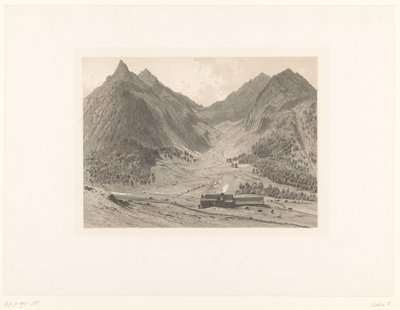 Berglandschaft mit Haus auf einer Almwiese von Eugène Cicéri (attributed to)