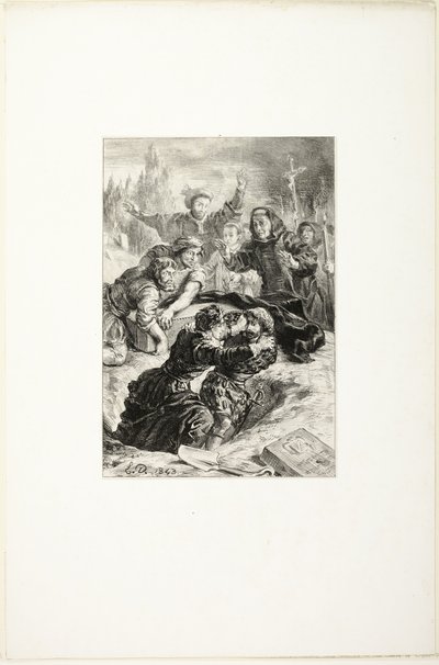 Hamlet und Laertes im Grab von Ophelia von Eugène Delacroix