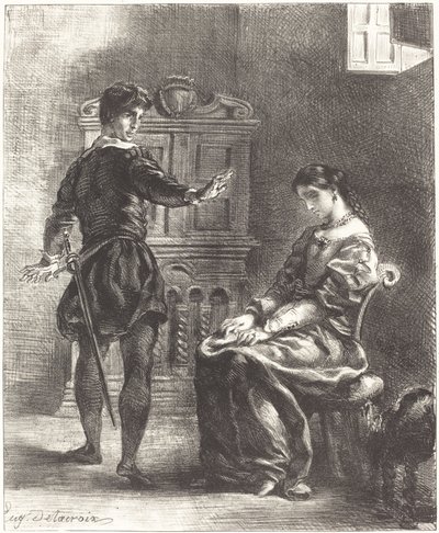 Hamlet und Ophelia Akt III, Szene I von Eugène Delacroix
