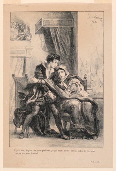 Illustration für Hamlet: Hamlet und die Königin (III,4) von Eugène Delacroix