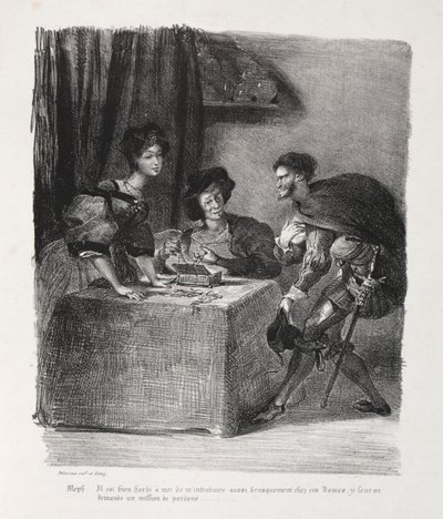 Illustrationen zu Faust: Méphistophélés bei Marthe von Eugène Delacroix