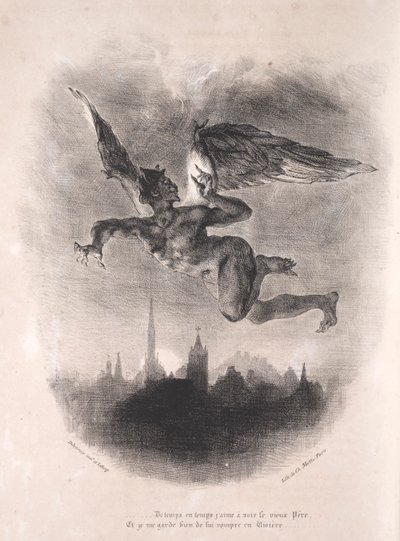 Illustrationen zu Faust: Mephistopheles in der Luft von Eugène Delacroix