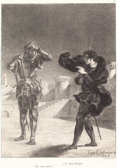 Der Geist auf der Terrasse Akt I, Szene V, 1843 von Eugène Delacroix