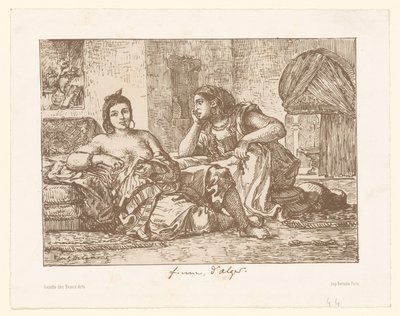 Zwei sitzende algerische Frauen von Eugène Delacroix
