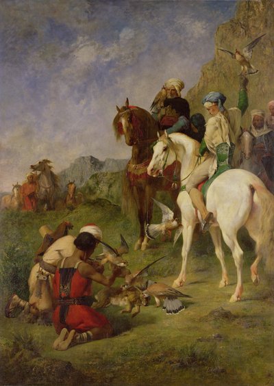 Eine Falkenjagd in Algerien: Die Beute, vor 1863 von Eugène Fromentin