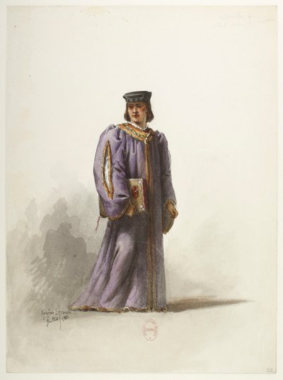 Henry VIII - Kostümentwürfe - Lacoste - 32. Schreiber im Doktorkostüm von Eugene Lacoste