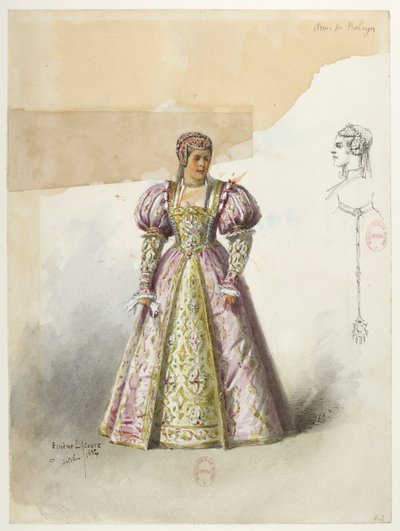 Henry VIII - Kostümentwürfe - Lacoste - 62. Anne Boleyn mit Kragen von Eugene Lacoste
