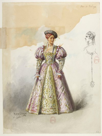 Henry VIII - Kostümentwürfe - Lacoste - 62. Anne Boleyn ohne Kragen von Eugene Lacoste