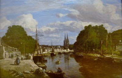 Blick auf den Hafen von Quimper von Eugene Louis Boudin