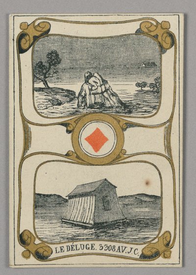 Die Flut, Spielkarte aus dem Set "Cartes héroïques" oder "Des grands hommes" von Eugène Moreau
