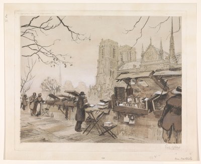 Ansicht des Quai de Montebello in Paris von Eugène Véder (signed by artist)