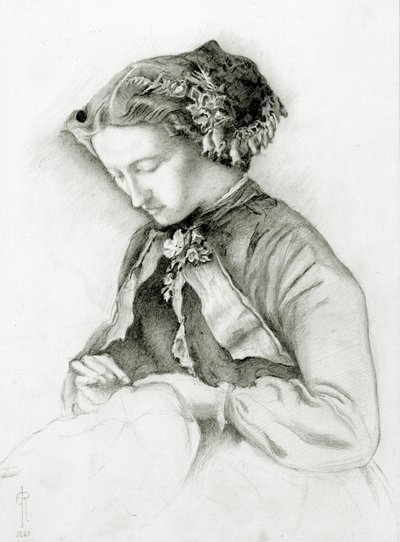 Porträt von Effie mit Fingerhüten im Haar (Der Fingerhut), 1853 von Euphemia Ruskin