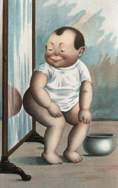 Baby mit einem Spiegel von European School