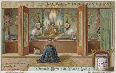 Buddhistischer Mönch in einer Pagode eines kaiserlichen Palastes, China von European School