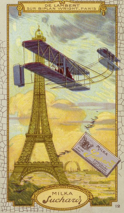 Charles de Lambert in einem Wright-Doppeldecker, Paris von European School