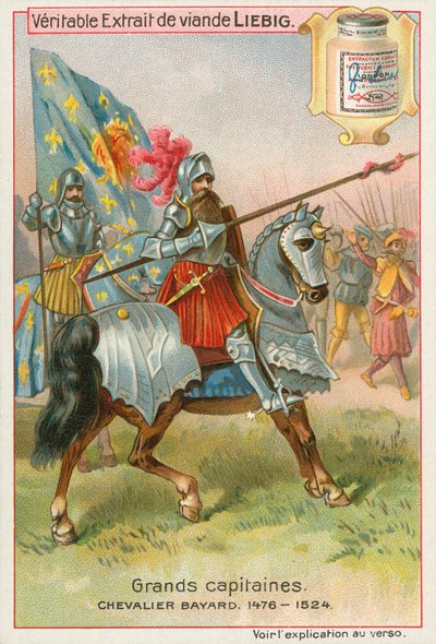 Chevalier Bayard, Liebig-Karte, frühes 20. Jahrhundert von European School