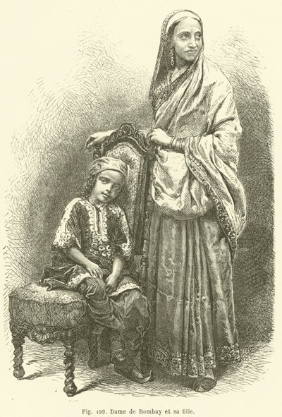 Dame von Bombay und ihre Tochter (Stich) von European School