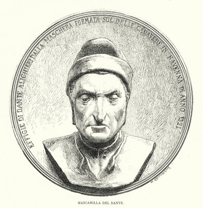 Totenmaske von Dante Alighieri, mittelalterlicher italienischer Dichter von European School