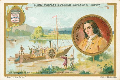 Denis Papin, Liebig-Karte, frühes 20. Jahrhundert von European School