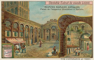 Diokletianspalast in Split in Kroatien mit Detail der Kolonnade und Südlichem Seetor von European School