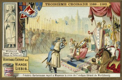 Friedrich Barbarossa nimmt das Kreuz vom Bischof von Würzburg, Mainz, Deutschland, Dritter Kreuzzug, 1188 von European School