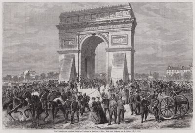 Deutsche Soldaten am Arc de Triomphe, Paris, nach dem Sieg im Deutsch-Französischen Krieg, 2. März 1871 von European School