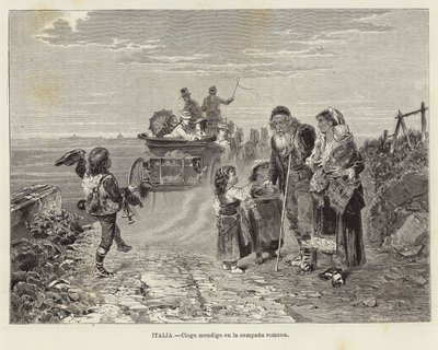 Italien - Blinder Bettler in der römischen Landschaft von European School