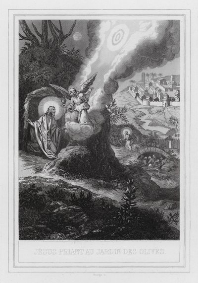 Jesus betet im Garten Gethsemane (Gravur) von European School