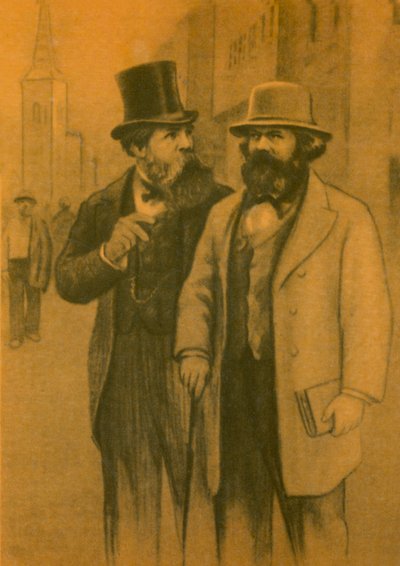 Karl Marx und Friedrich Engels, deutsche kommunistische Philosophen und Ökonomen von European School