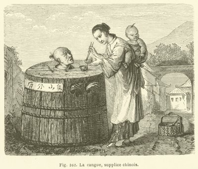 Die Cangue, chinesische Folter (Stich) von European School