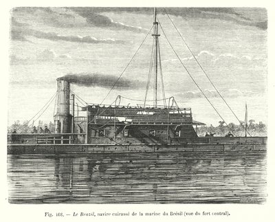 Das Brazil, gepanzertes Schiff der brasilianischen Marine, Ansicht der zentralen Festung von European School