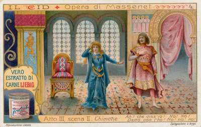 Le Cid von Massenet, Liebig-Karte, frühes 20. Jahrhundert von European School