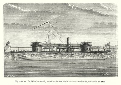 Der Miantonomoah, Monitor der amerikanischen Marine, gebaut 1865 (Stich) von European School