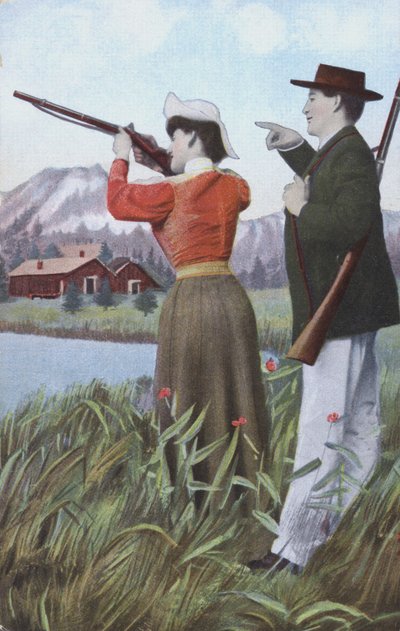Mann und Frau beim Schießen von European School