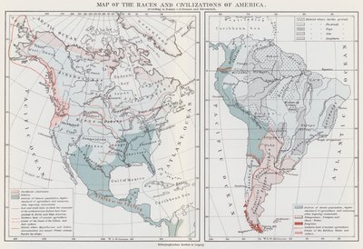 Karte der Rassen und Zivilisationen Amerikas von European School
