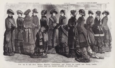 Neue Wintermäntel, Konfektionen und Besuche für Damen und junge Damen, Modelle aus Les Grands Magasins du Louvre, Paris von European School
