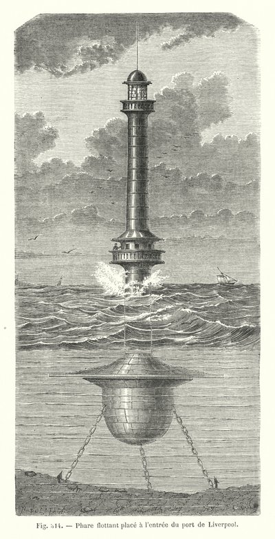 Schwimmender Leuchtturm am Eingang des Hafens von Liverpool von European School
