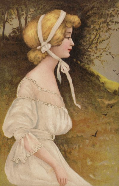 Profil einer Dame in Weiß von European School