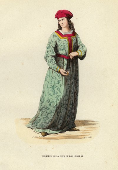 Hofherr des Königs Heinrich VI. (farbige Gravur) von European School