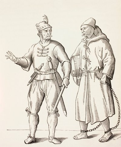 Sechzehnter Jahrhundert Galeerensoldat mit einem Galeerensklaven, ca. 1880 von European School