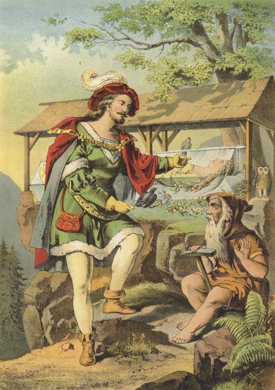 Schneewittchen (Farblithografie) von European School