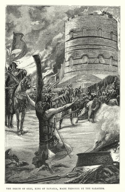 Der Tod von Orri, König von Bayern, gefangen von den Sarazenen (Gravur) von European School